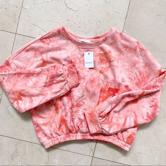 Elodie Tie Dye Crop Sweatshirt Coral Medium - Picture 3 of 5